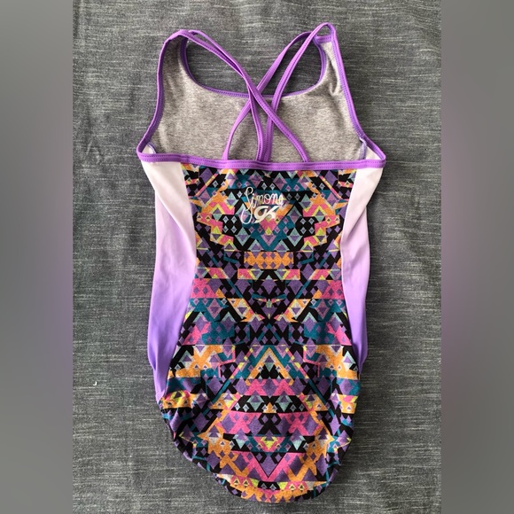 GK Simone Biles Gymnastics Leotard Purple Kaleidoscope AS Adult Small - Picture 2 of 11